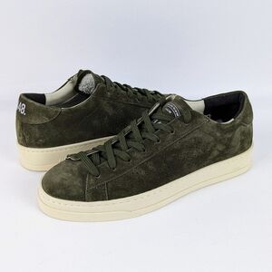 P448 Jack Suede Low Top Sneaker Lace Up Rounded Toe Khaki EU39 US 8-8.5 NIB